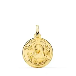 Santa Lucía Medalla Oro 18k  lisa 18 mm. bisel pulido. Grabación incl