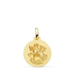 San Jorge Medalla Oro 18k matizada 16 mm. lisa. Grabación incluida en