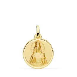 Santa Bárbara Medalla Oro 18k matizada 18 mm. bisel liso. Grabación i