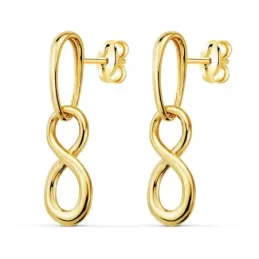 Pendientes Oro 18k mujer 25 mm. dos cuerpos detalle infinito