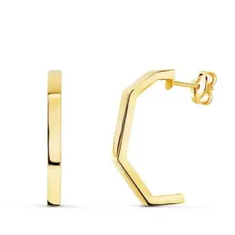 Pendientes Oro 18k mujer 19 mm. medio aro tramos
