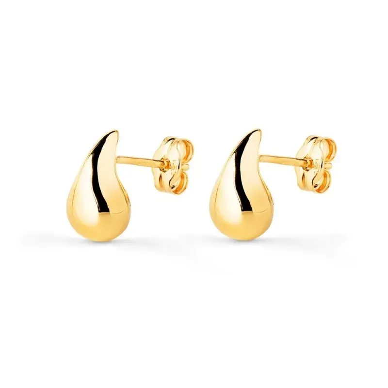 Pendientes Oro 18k mujer 10 mm. gota lisa brillo