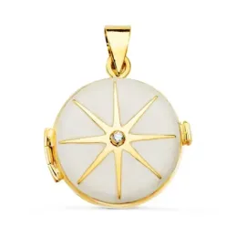 Guardapelo colgante Oro 18k mujer 21 mm. diamante centro 0.035ct. esm