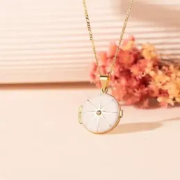 Guardapelo colgante Oro 18k mujer 21 mm. diamante centro 0.035ct. esm