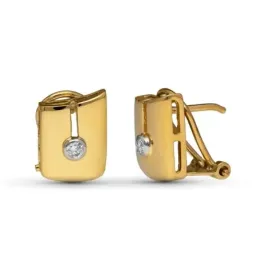 Pendientes Oro Bicolor 18k mujer 12 mm. diamantes talla brillante 0.0