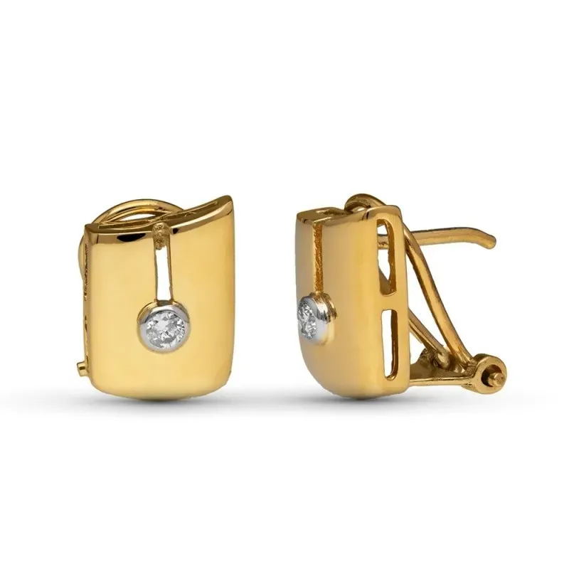 Pendientes Oro Bicolor 18k mujer 12 mm. diamantes talla brillante 0.0