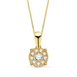 Gargantilla Oro 18k mujer 42 cm. colgante chatón 6.5 mm. combinado 10