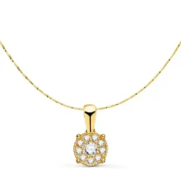 Gargantilla Oro 18k mujer 42 cm. colgante chatón 6.5 mm. combinado 10
