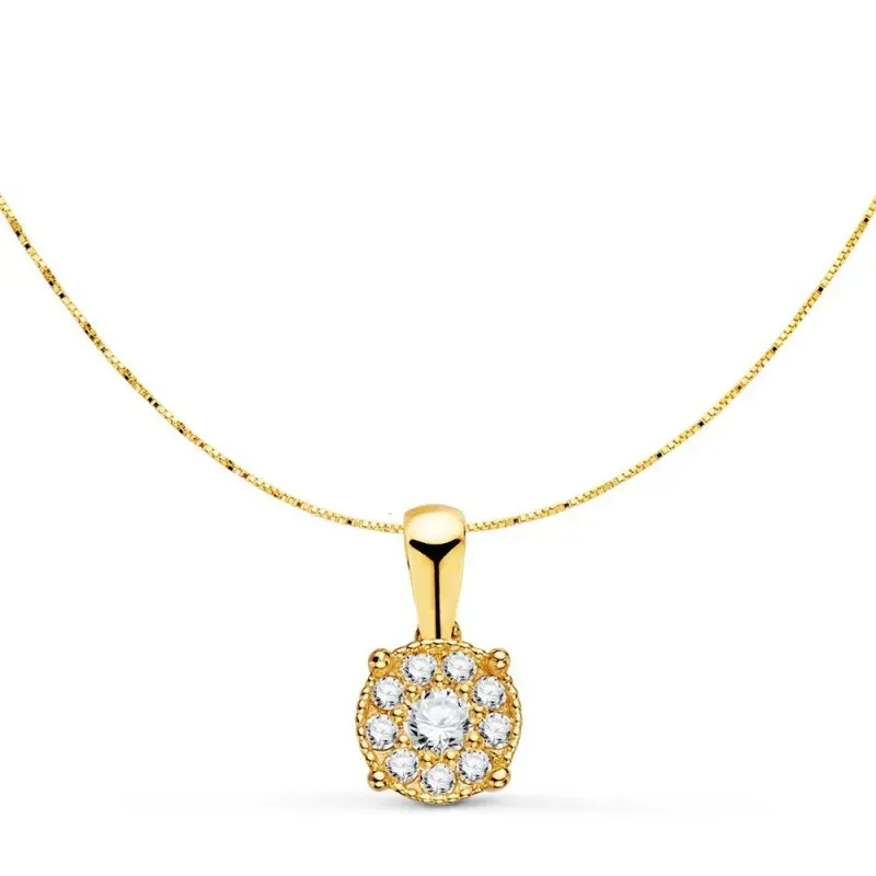 Gargantilla Oro 18k mujer 42 cm. colgante chatón 6.5 mm. combinado 10