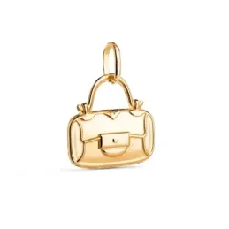 Colgante Oro 18k mujer 14 mm. forma bolso esmlatado color azul blanco