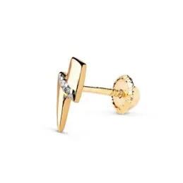 Piercing Pendiente para Oreja en Oro de 18k con forma de rayo de 9 mm