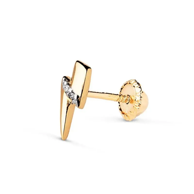 Piercing Pendiente para Oreja en Oro de 18k con forma de rayo de 9 mm