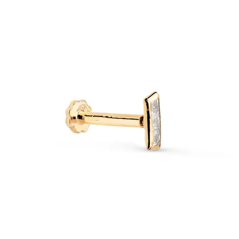 Piercing Pendiente para Oreja en Oro 18k forma rectangular 5 mm. con