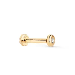 Piercing Pendiente para Oreja en Oro 18k con chatón de 3 mm. y circon