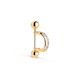 Piercing Pendiente para Oreja en Oro 18k medio aro de 11 mm. con circ