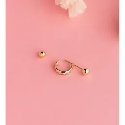 Piercing Pendiente para Oreja en Oro 18k medio aro de 11 mm. con circ