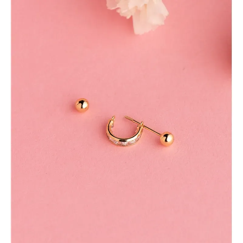 Piercing Pendiente para Oreja en Oro 18k medio aro de 11 mm. con circ