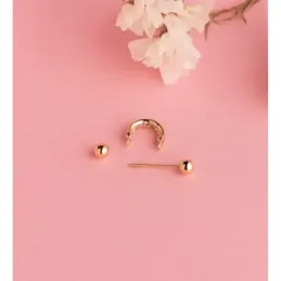 Piercing Pendiente para Oreja en Oro 18k medio aro de 11 mm. con circ
