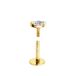 Piercing Pendiente para Oreja en Oro de 18k con circonita ovalada de