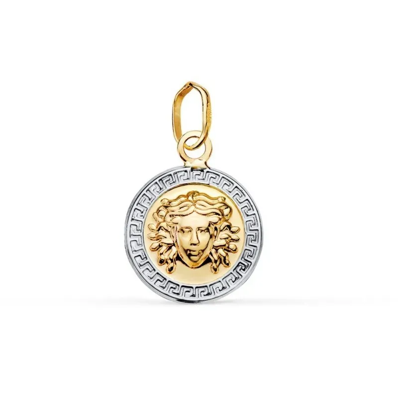 Colgante en Oro Bicolor de 18k con 12 mm. y medusa en el centro con u