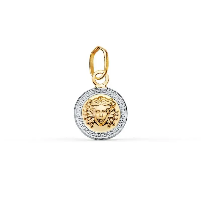 Colgante en Oro Bicolor de 18k con 10 mm. y medusa en el centro con u