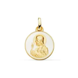 Escapulario Corazón de Jesús y Virgen del Carmen Medalla de Oro de 18