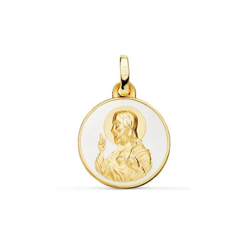Escapulario Corazón de Jesús y Virgen del Carmen Medalla de Oro de 18