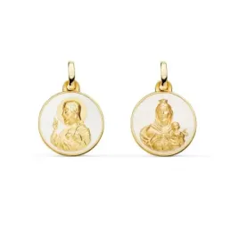 Escapulario Corazón de Jesús y Virgen del Carmen Medalla de Oro de 18