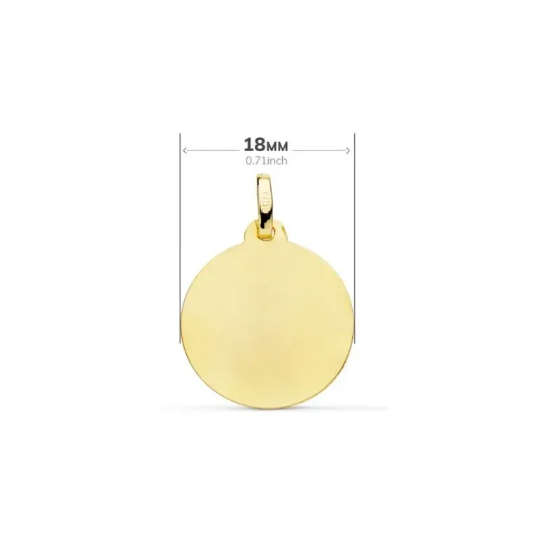 Virgen del Carmen Medalla de Oro 18k  de 18 mm. con borde de hélice