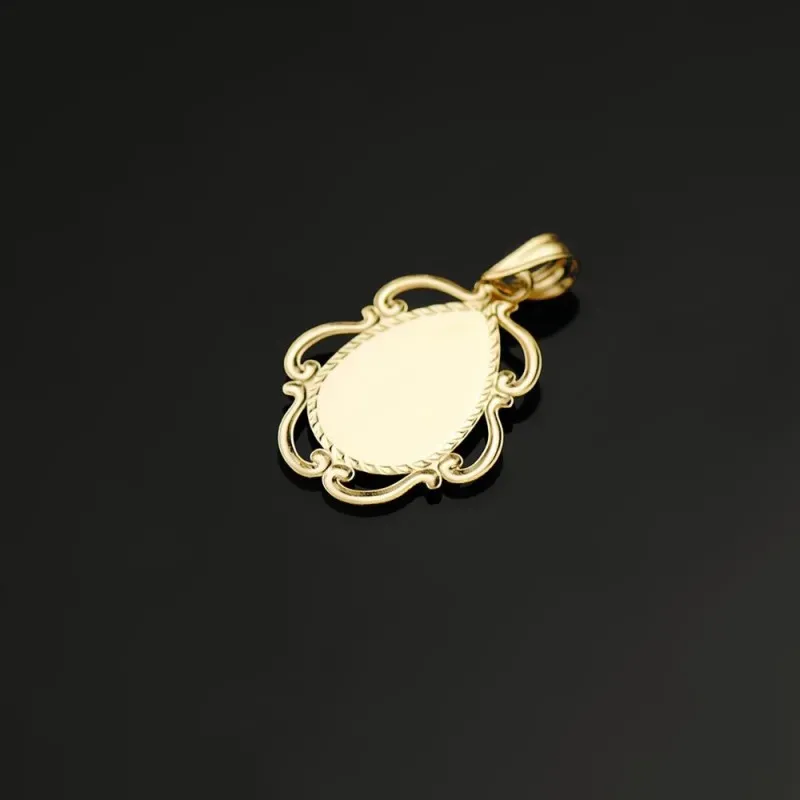 Virgen Niña Medalla en Oro de 18k para Primera Comunión 22 mm. azul.