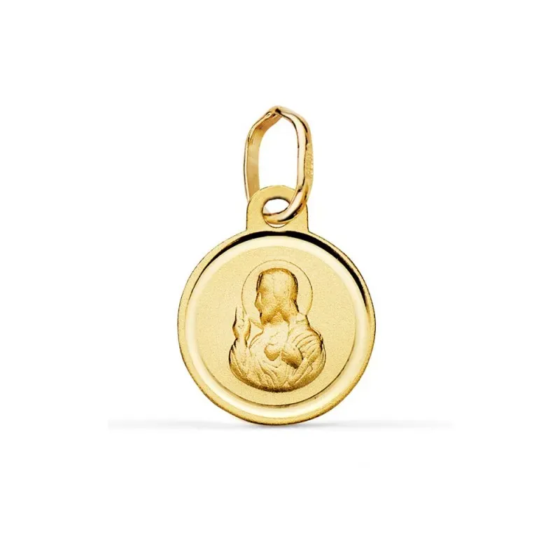 Escapulario Corazón de Jesús y Virgen del Carmen Medalla de Oro de 18