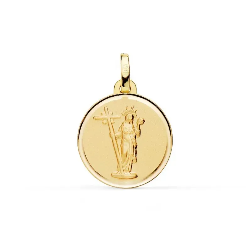 Santa Elena Medalla Oro 18k 18 mm. matizada bisel liso. Grabación inc