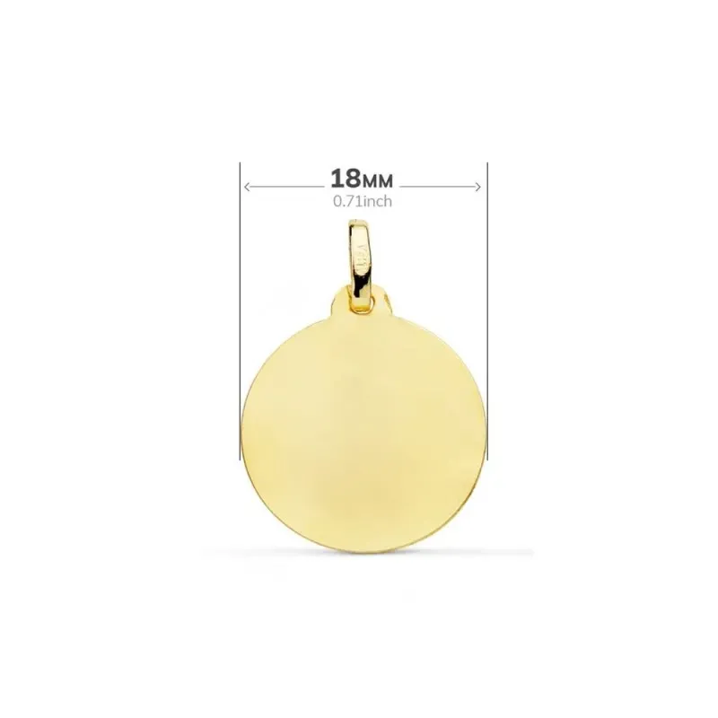 Santa Elena Medalla Oro 18k 18 mm. matizada bisel liso. Grabación inc
