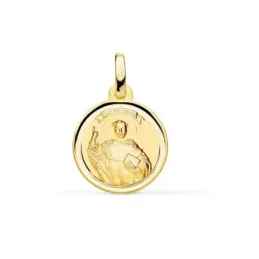 San Vicente Ferrer Medalla Oro 9k de 14 mm. con bisel liso