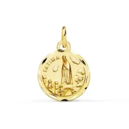 Virgen de Fátima Medalla Oro 9k de 14 mm. en relieve tallada. Grabaci