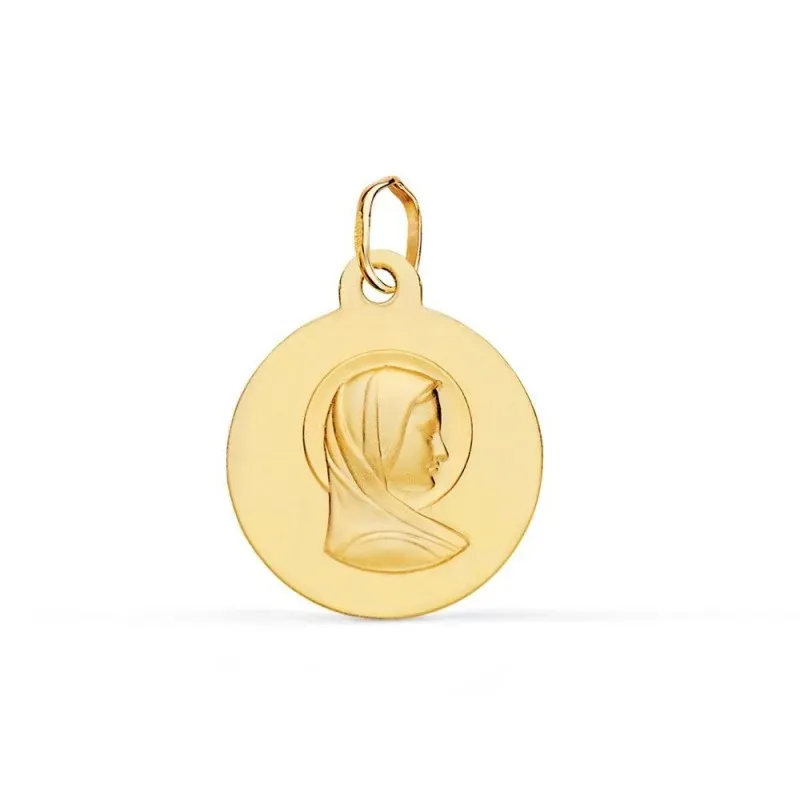 Virgen María Francesa Medalla Oro 9k de 16 mm. matizada