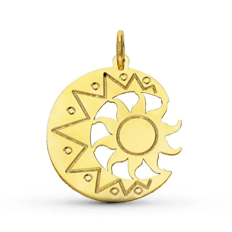 Colgante Oro de 9k con 21 mm. con forma de luna y sol