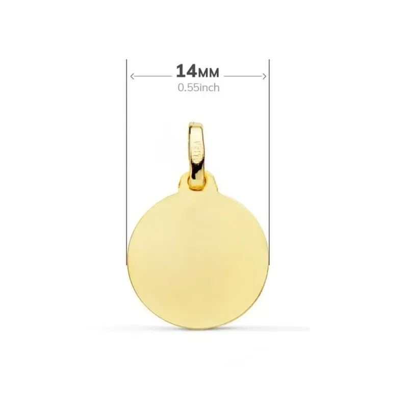 Corazón de Jesús Medalla en Oro de 9k con 14 mm. lisa