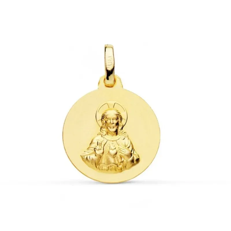 Corazón de Jesús Medalla en Oro de 9k con 14 mm. lisa relieve. Grabac