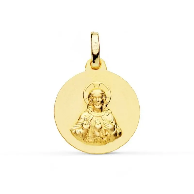 Corazón de Jesús Medalla en Oro de 9k con 16 mm. lisa relieve. Grabac
