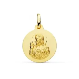 Corazón de Jesús Medalla en Oro de 9k con 16 mm. lisa
