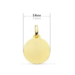 Nuevo Bautismo Medalla de Oro 9k con 14 mm. y bisel liso