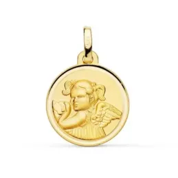 Ángel Niña Revoltoa Medalla en Oro de 9k con 16 mm. y bisel liso. Gra