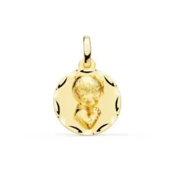 Niño Rezando Medalla en Oro de 9k con 14 mm. para Primera Comunión