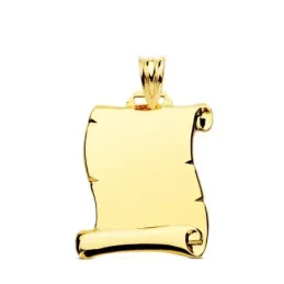 Colgante Pergamino en Oro 9k chapa de 14 mm. liso con acabado en bril