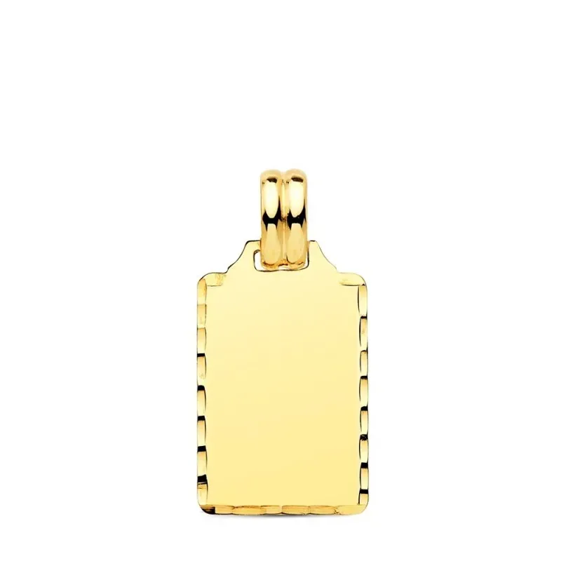 Colgante Chapa Oro de 9k rectangular de 20 mm. acabada en brillo tall