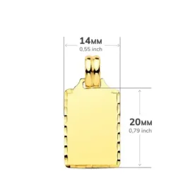 Colgante Chapa Oro de 9k rectangular de 20 mm. acabada en brillo tall