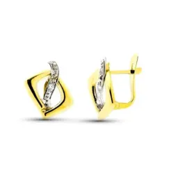 Pendientes Oro Bicolor de 9k con 15 mm. calados banda centro circonit