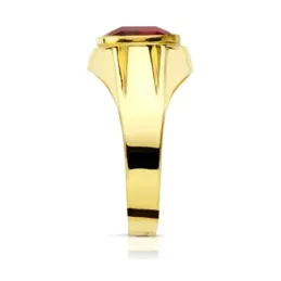 Sello en Oro de 9k hueco piedra rubí spinel centro de 10 x 8 mm.