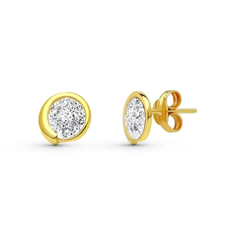 Pendientes en Oro de 18k para Primera Comunión redondos con 7 mm. y c
